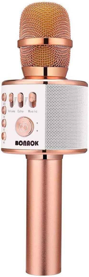 Wireless Bluetooth Karaoke Microphone for Home Parties - Rose Gold