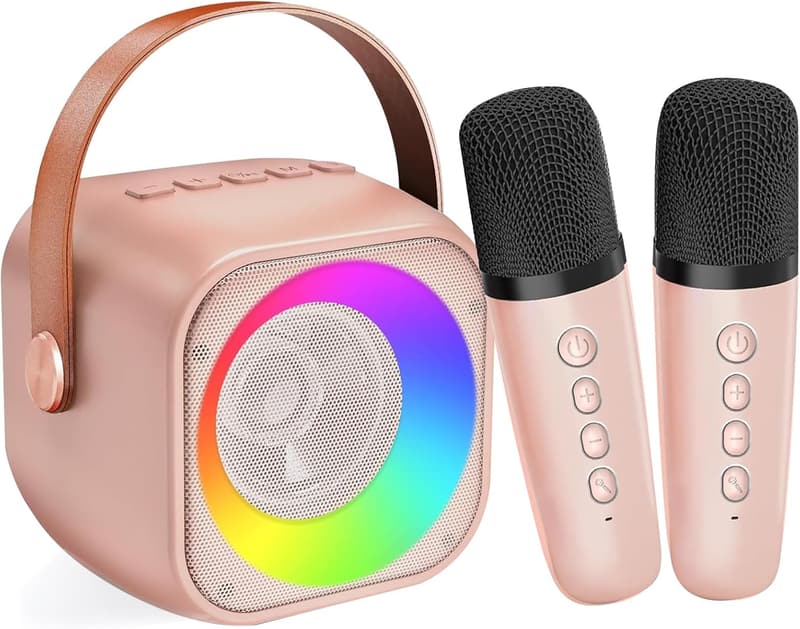 Portable Bluetooth Karaoke Machine with Disco Light for Kids