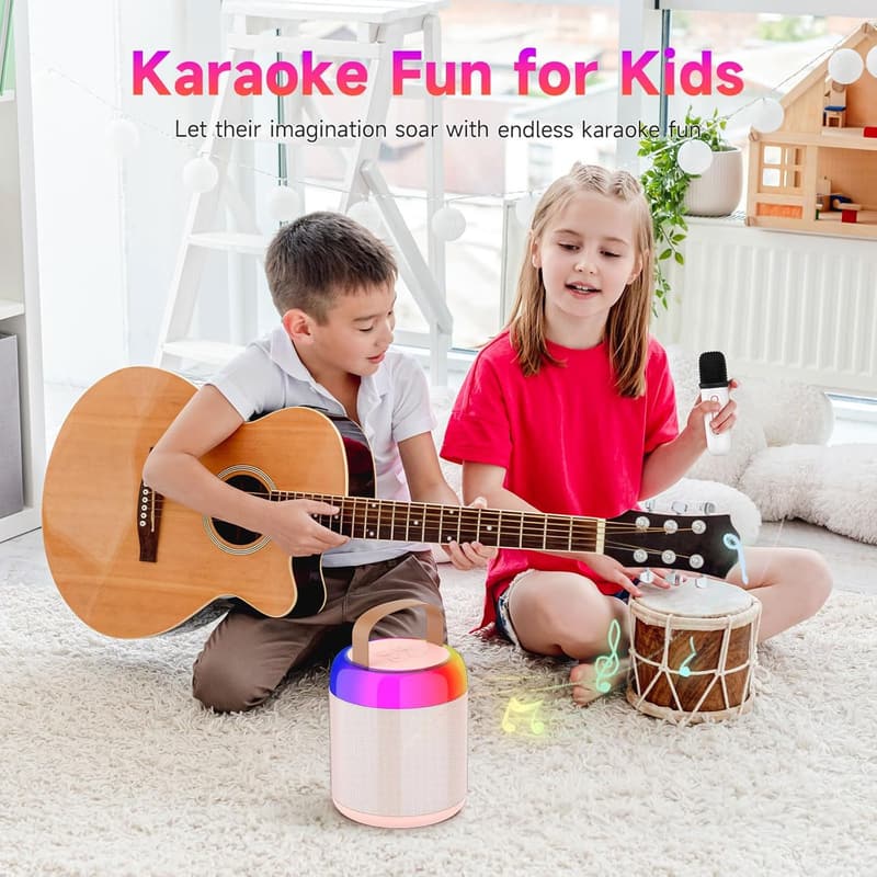 Portable Karaoke Machine with 2 Microphones & Lights for All Ages