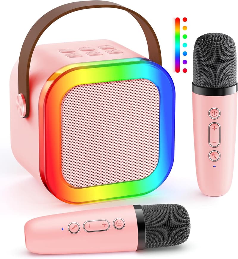 Portable Bluetooth Karaoke Machine with 2 Microphones - Kids Party Gift