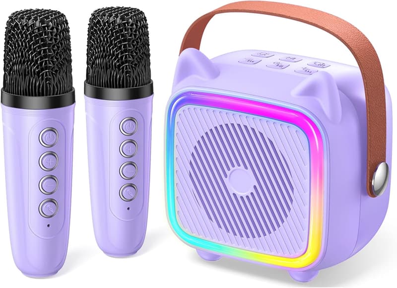 Portable Karaoke Machine for Kids with 2 Wireless Microphones