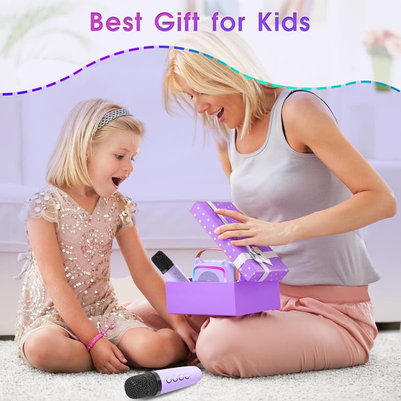 Portable Karaoke Machine for Kids with 2 Wireless Microphones
