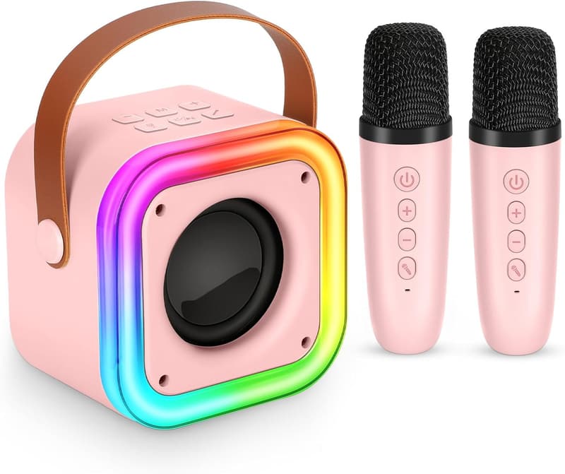 Kids Karaoke Wireless Microphone - Pink Party Gift for Ages 4-12