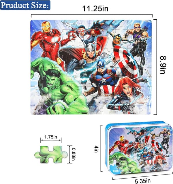 Kids' 100-Piece Hero Jigsaw Puzzle in Metal Box
