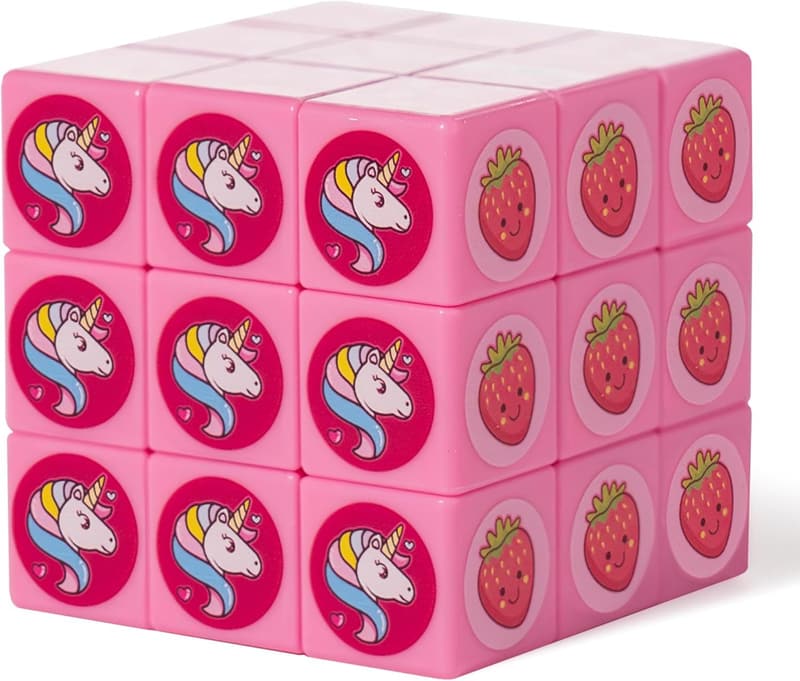 Pink 3x3 Magic Cube Puzzle Toy for Kids - Ideal Birthday Gift