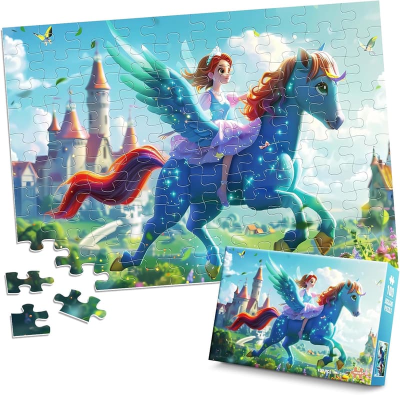 Princess Cartoon Jigsaw Puzzle - 100 Pieces for Kids 4-10