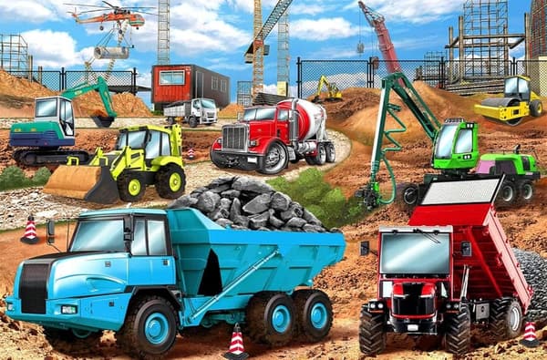 Construction Vehicles 100-Piece Puzzle for Kids Ages 4-8