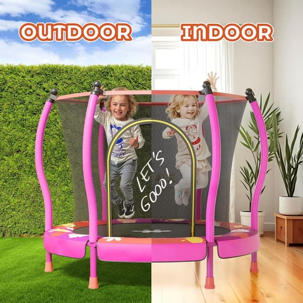 Toddler Trampoline Playset with Safety Net and Hoop - Birthday Gift