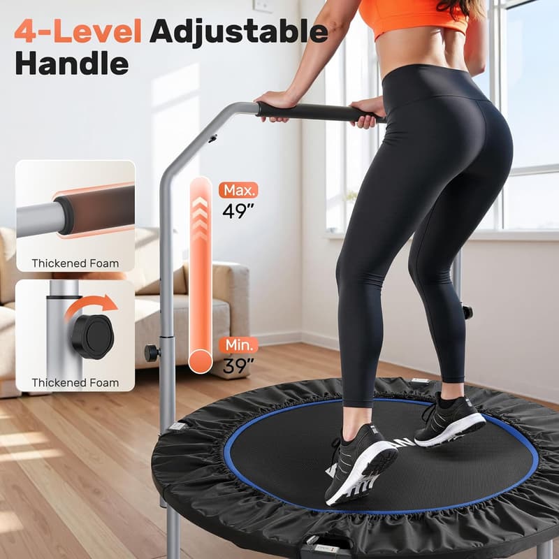 Adjustable Mini Trampoline for Adults - 330/440lbs Capacity
