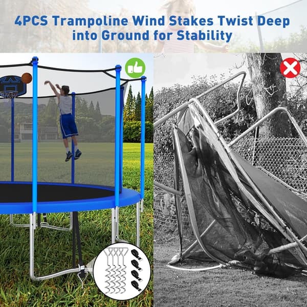 Heavy-Duty Outdoor Trampoline for Family with Safety Net and Basketball Hoop