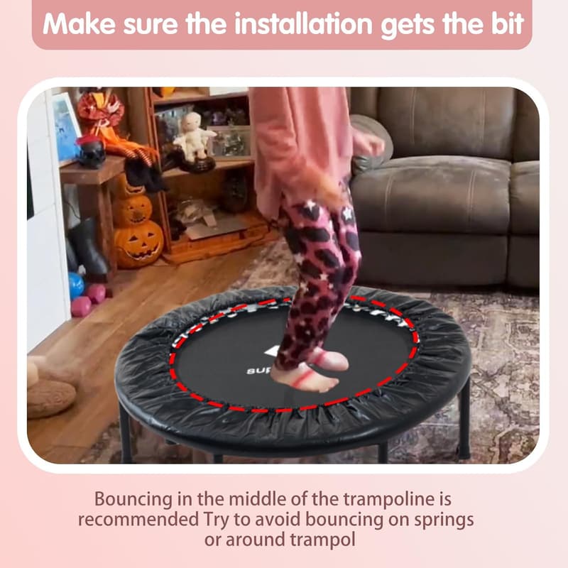 Indoor Toddler Trampoline - 36 Inches, Max Load 170lbs