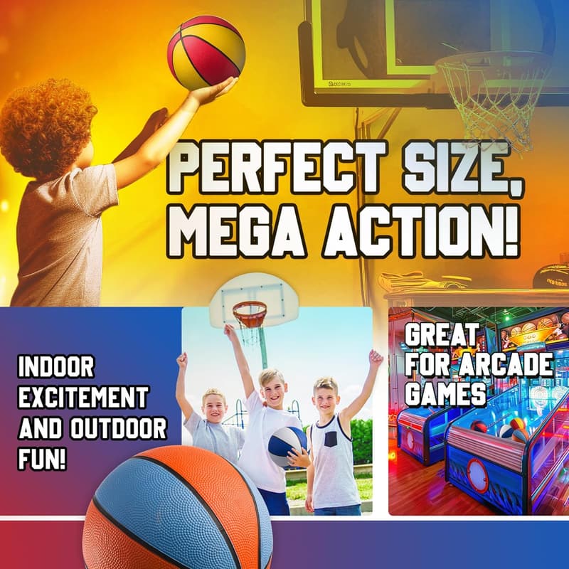 Mini Rubber Basketballs for Kids - 7 Inch (Pack of 4)