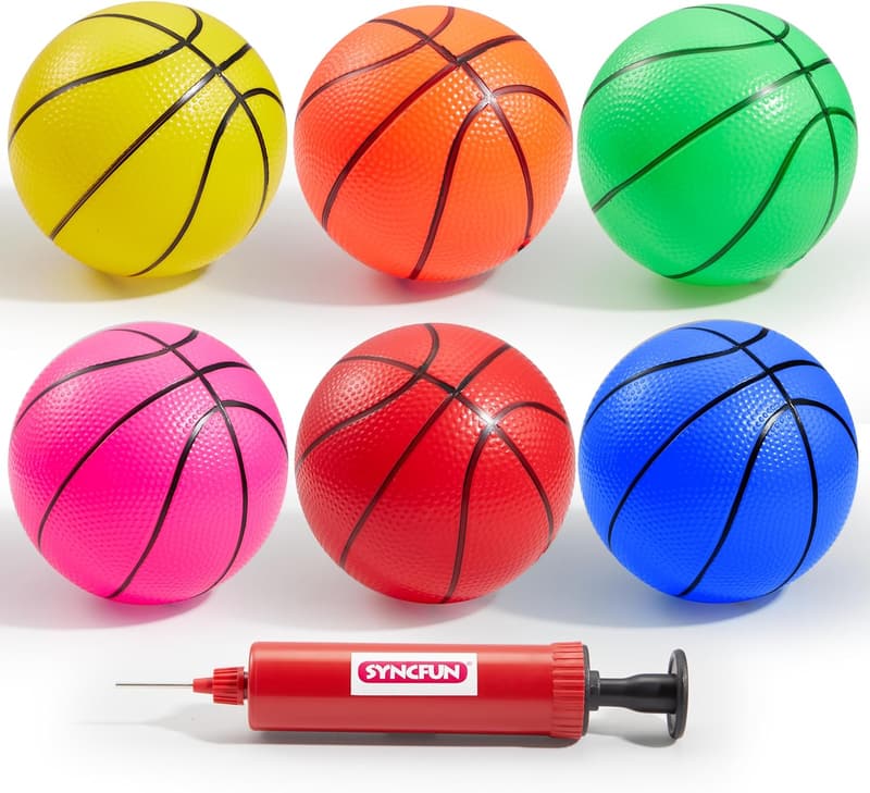 Colorful Inflatable Mini Basketballs - 6-Pack for Kids