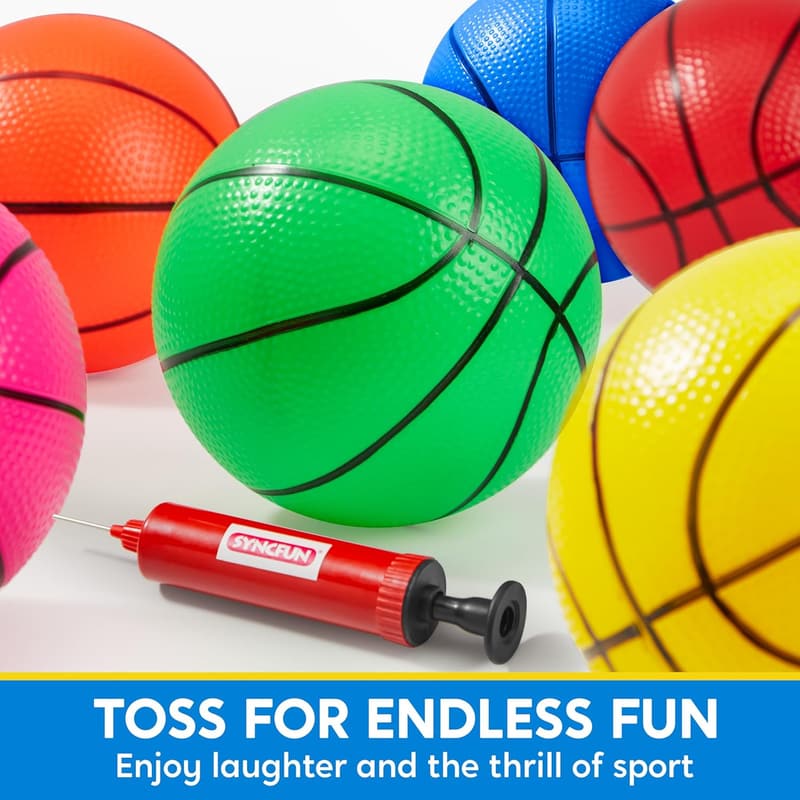 Colorful Inflatable Mini Basketballs - 6-Pack for Kids