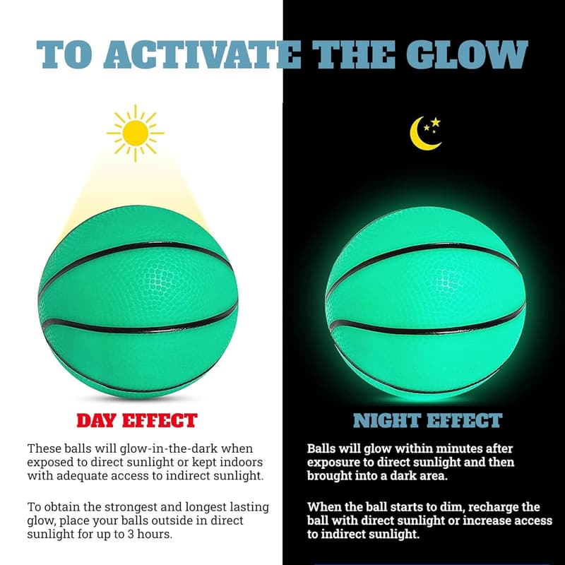 Glow in the Dark Basketballs - Pack of 2, 5-Inch Mini Toys