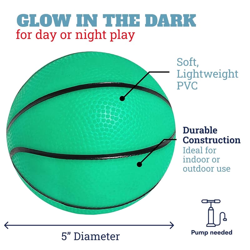 Glow in the Dark Basketballs - Pack of 2, 5-Inch Mini Toys