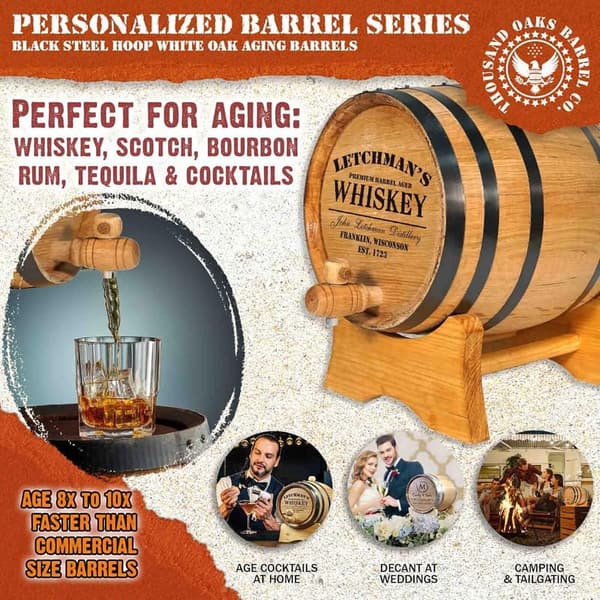 Personalized 20L Oak Aging Barrel with Stand & Spigot