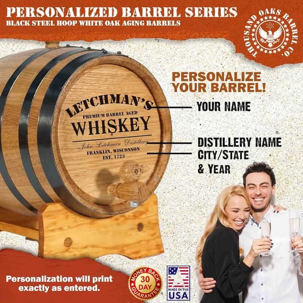 Personalized 20L Oak Aging Barrel with Stand & Spigot