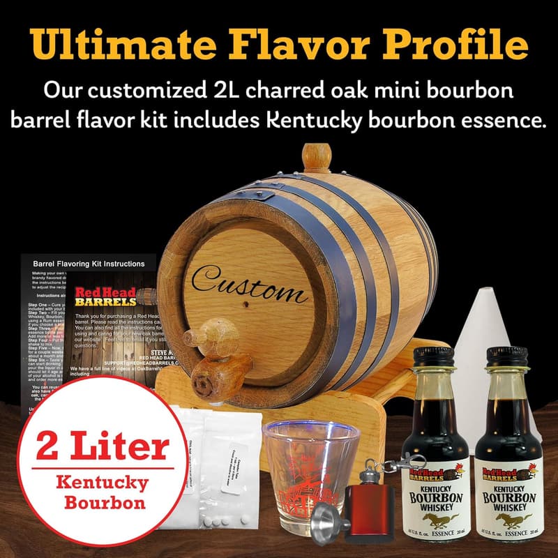 2L Custom Engraved White Oak Aging Barrel Gift Set