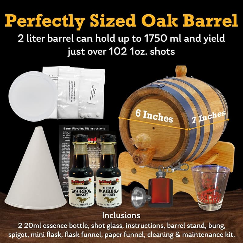 2L Custom Engraved White Oak Aging Barrel Gift Set
