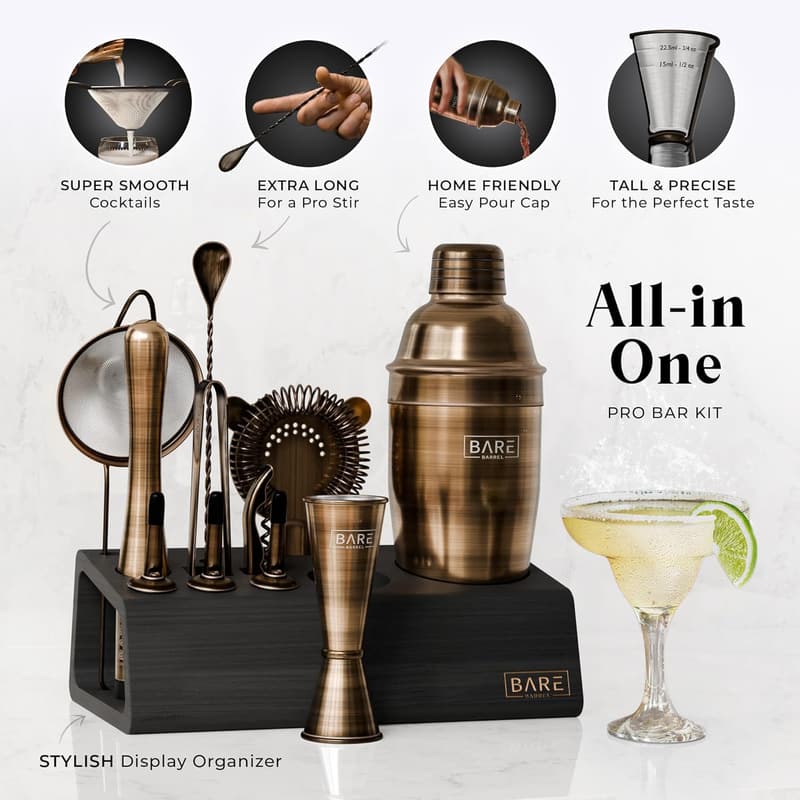 14-Piece Mixology Bartender Kit with Recipe Cards