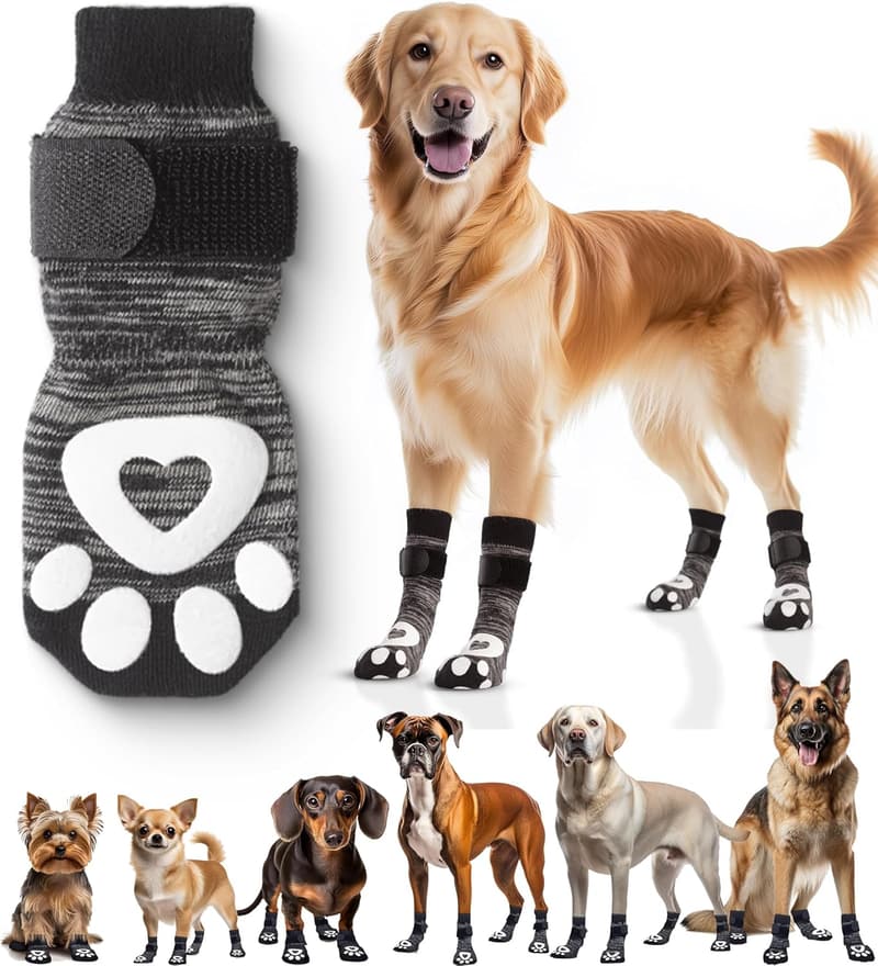 Non-Slip Dog Socks - 6-Pack for Seniors and All Ages