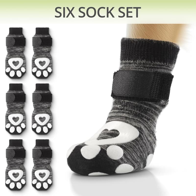 Non-Slip Dog Socks - 6-Pack for Seniors and All Ages