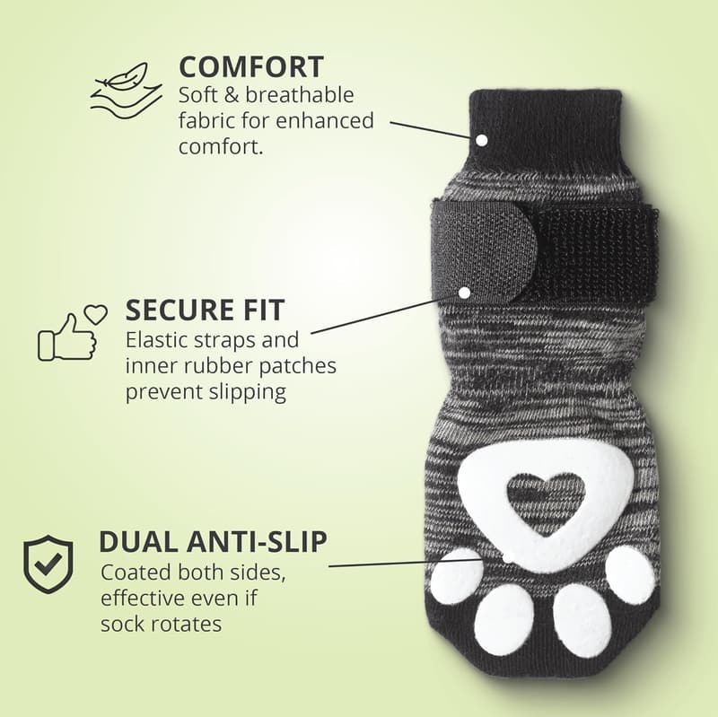 Non-Slip Dog Socks - 6-Pack for Seniors and All Ages