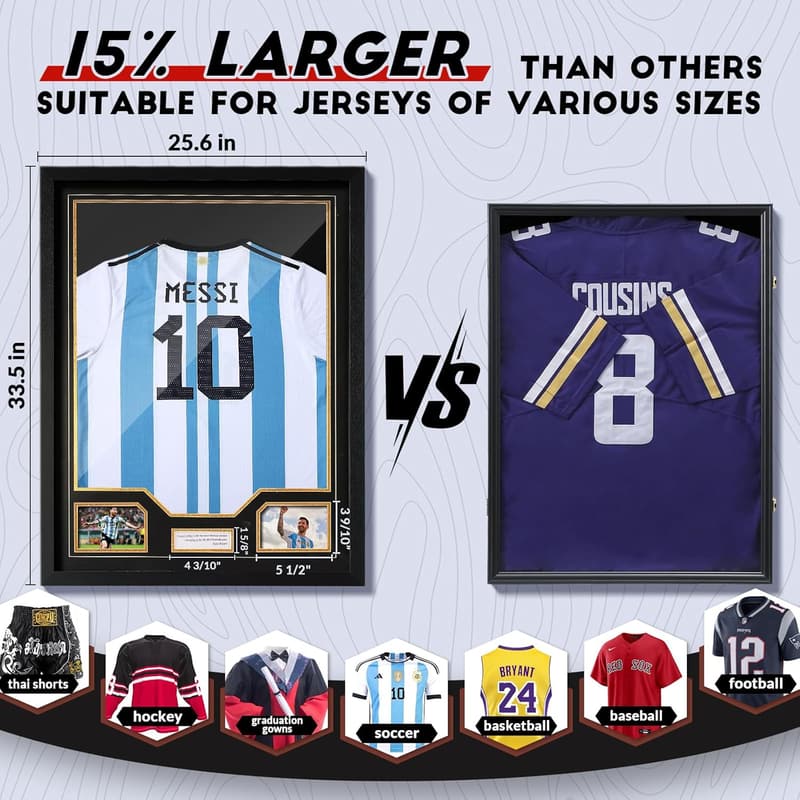 Large Clear Acrylic Shadow Box Display Case - 2 Pack for Sports Jerseys