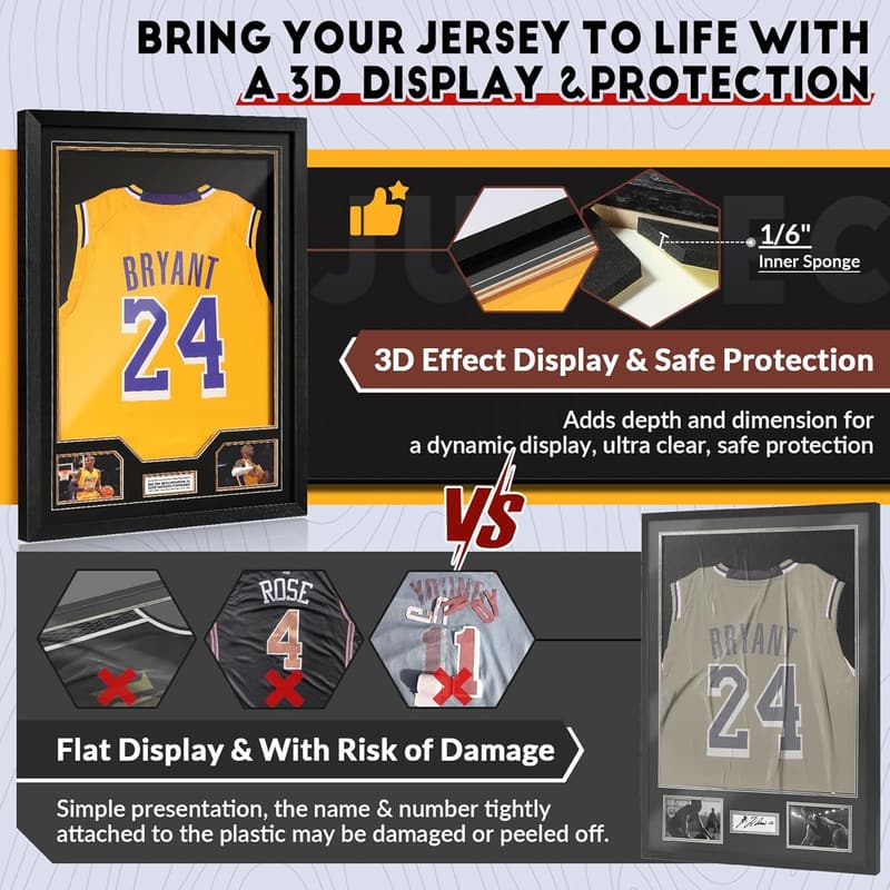 Large Clear Acrylic Shadow Box Display Case - 2 Pack for Sports Jerseys