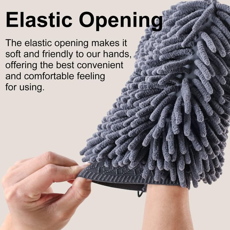 Quick-Drying Chenille Dog Grooming Gloves - Super Absorbent 2 Pack