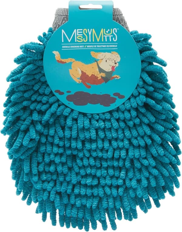 Microfiber Dog Grooming Mitt - Machine Washable Paw Cleaner