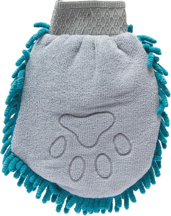 Microfiber Dog Grooming Mitt - Machine Washable Paw Cleaner