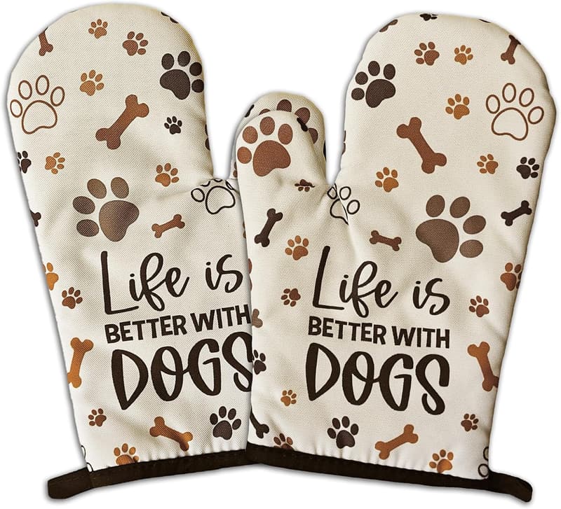 Funny Dog Paw Print Oven Mitts - Heat Resistant Kitchen Gift