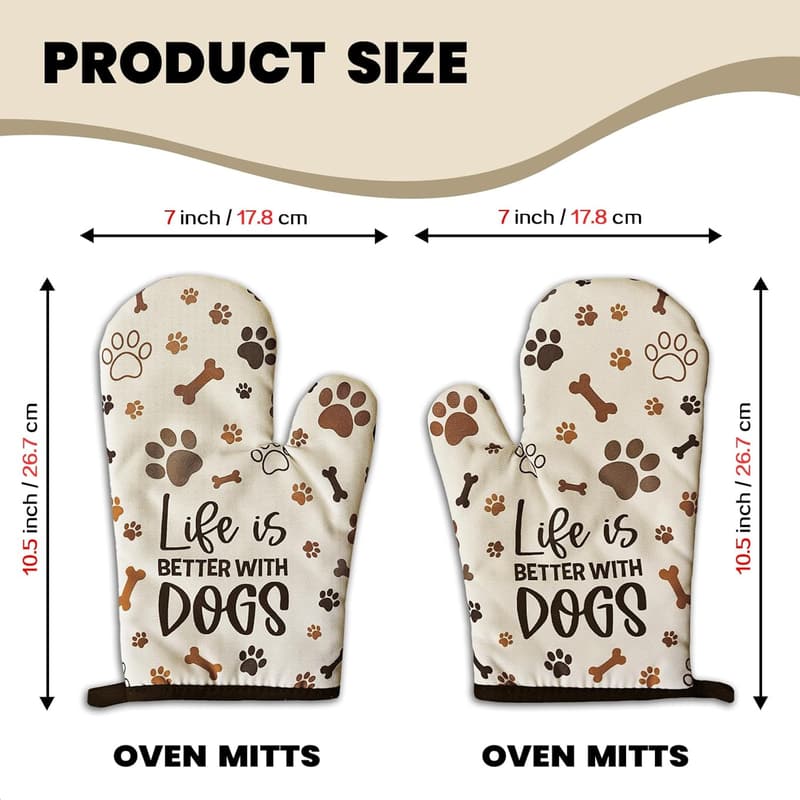 Funny Dog Paw Print Oven Mitts - Heat Resistant Kitchen Gift