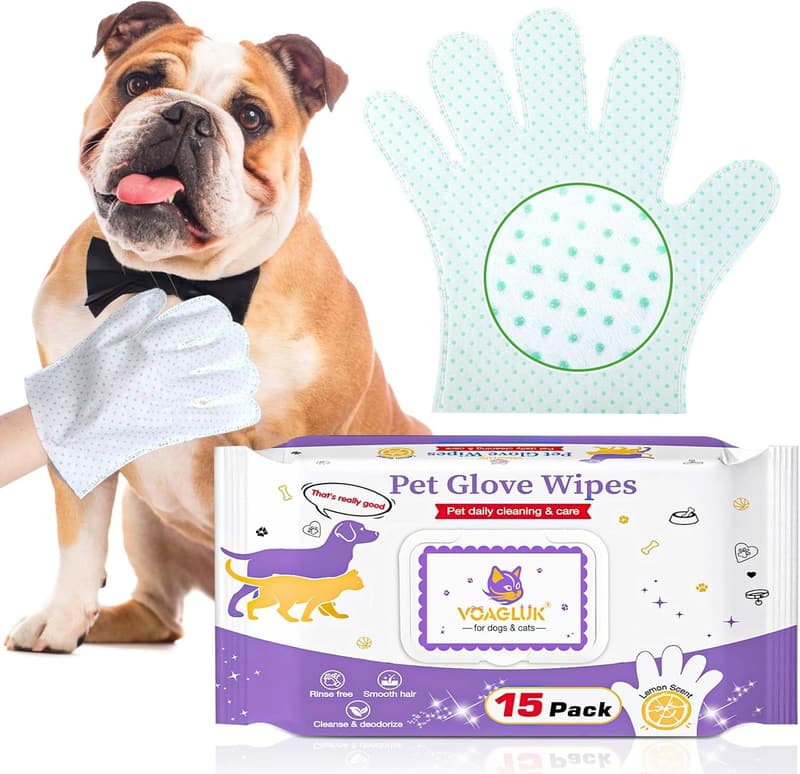 Disposable Deodorizing Grooming Gloves for Dogs & Cats (15pcs)