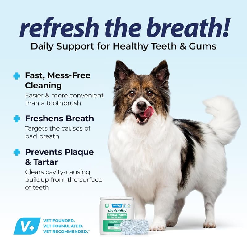Dog Dental Wipes - Peppermint Teeth Cleaning Mitt for Plaque Control