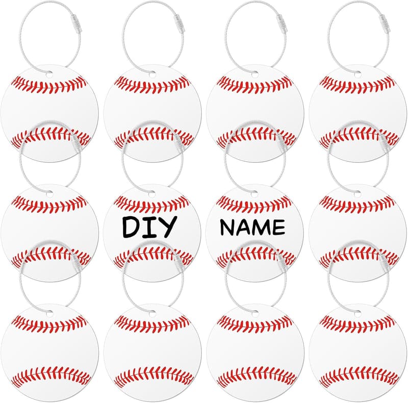 Baseball Luggage Tags & Keychains Set for Travel - 12 PCs