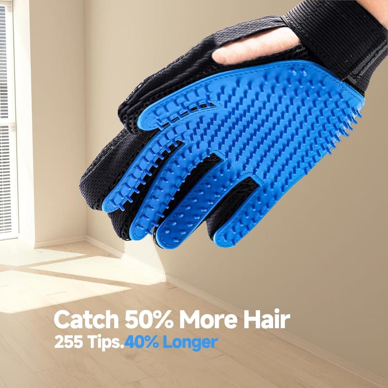 Pet Grooming Gloves - 2-in-1 Deshedding Mitts for Cats & Dogs