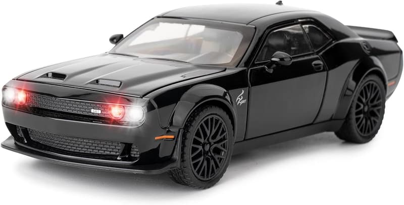 Pull Back Dodge Challenger Hellcat Model Car with Sound & Light