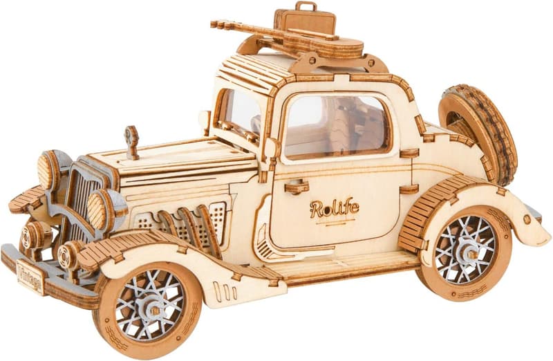 Retro Car 3D Wooden Puzzle Model Kit for Adults and Kids