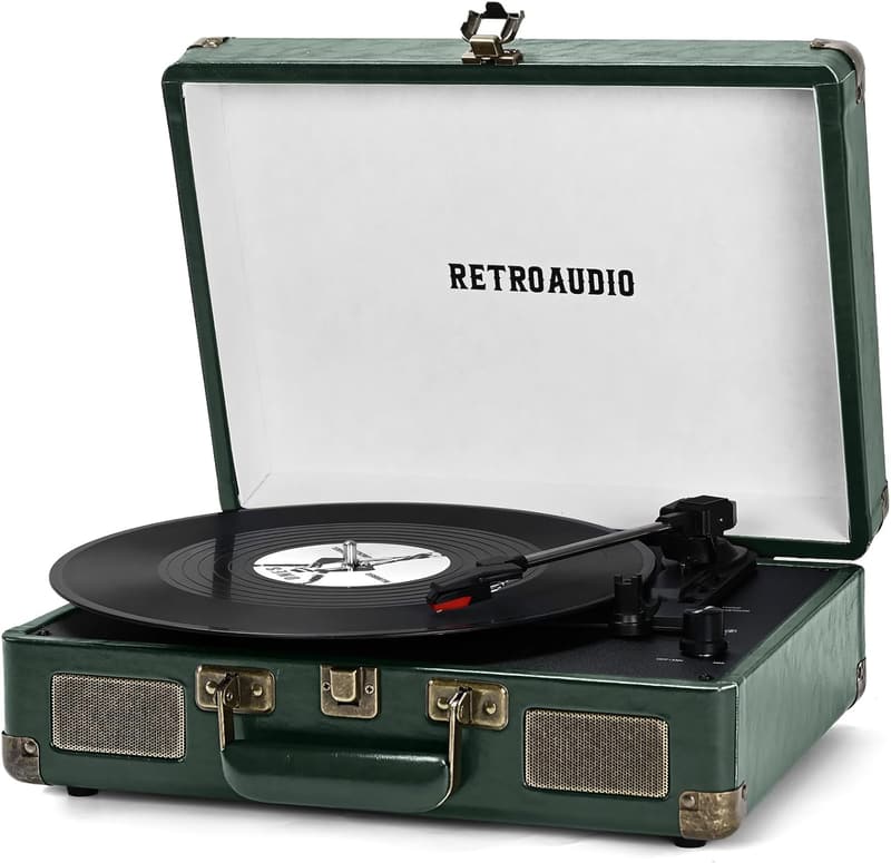 Bluetooth Portable Vinyl Record Player with Built-in Speakers