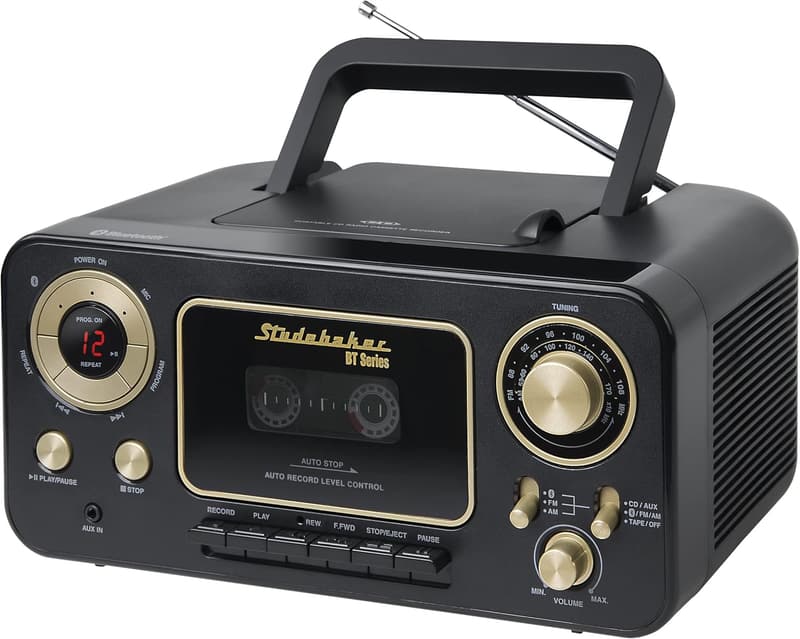 Bluetooth Portable Stereo with CD, AM/FM Radio & Cassette Player