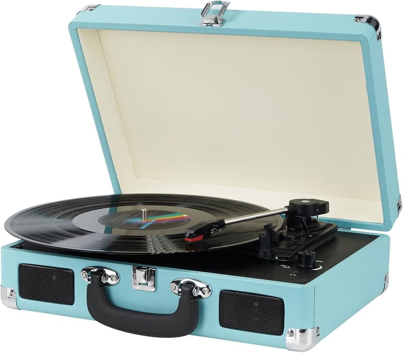 Portable Vintage Vinyl Record Player with Built-in Speakers