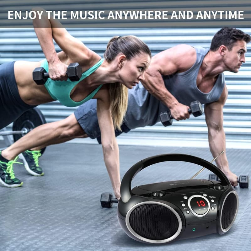Portable CD Player Boombox with AM/FM Radio & Aux Input
