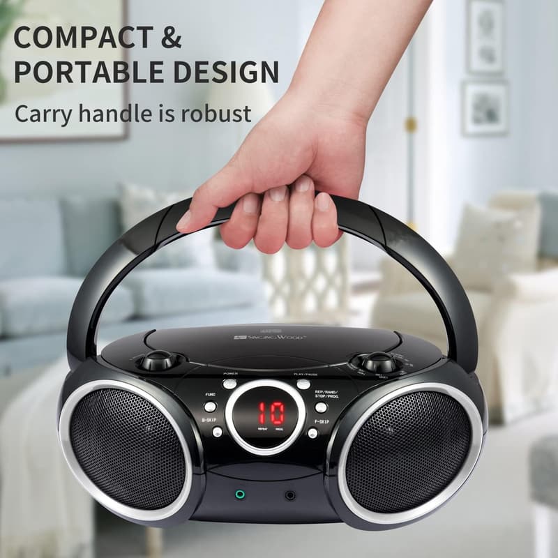 Portable CD Player Boombox with AM/FM Radio & Aux Input