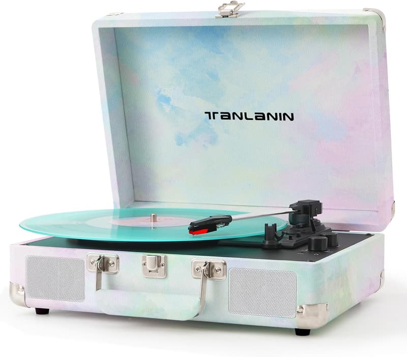 Vintage Bluetooth Turntable with Treble & Bass Control - Green