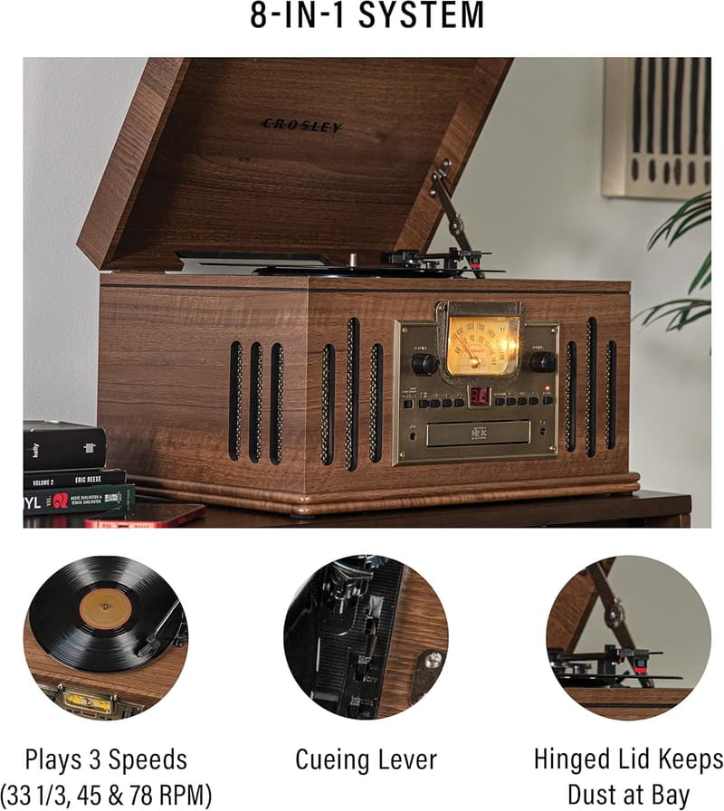 Crosley 3-Speed Bluetooth Turntable with Radio & CD Player - Walnut
