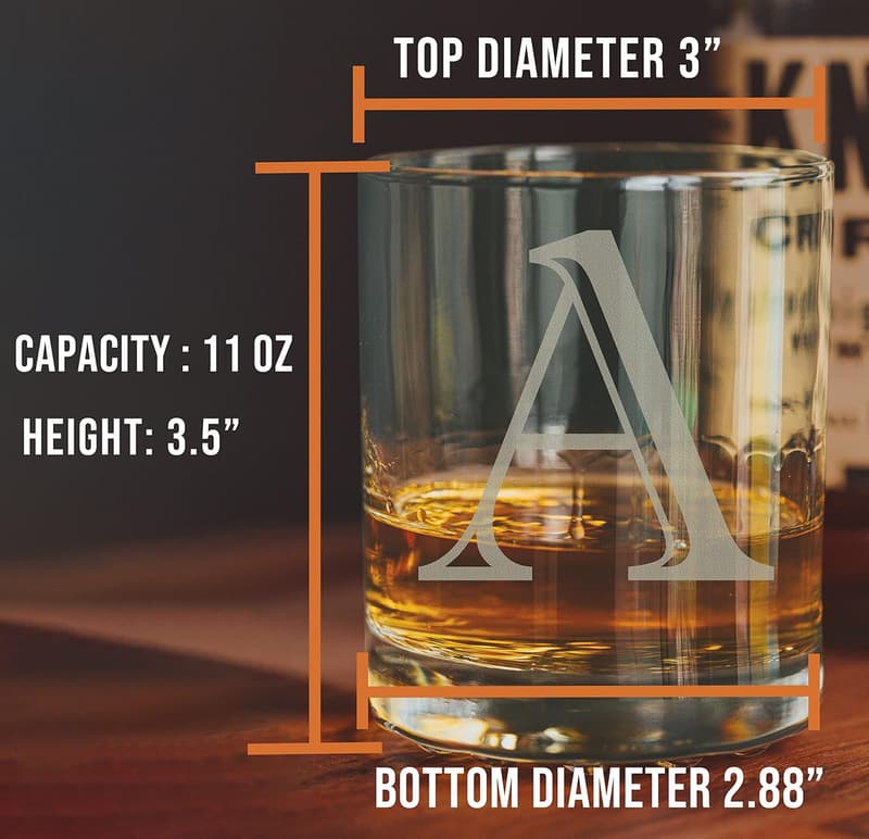Personalized Whiskey Rocks Glass - Custom Monogram for Him