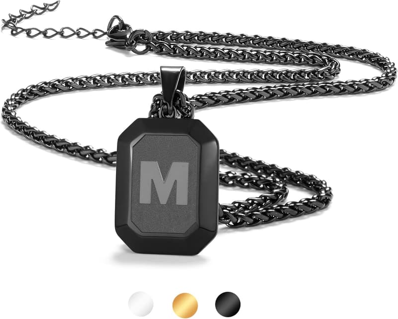 Men's Stainless Steel Initial A-Z Dog Tag Necklace for Graduation